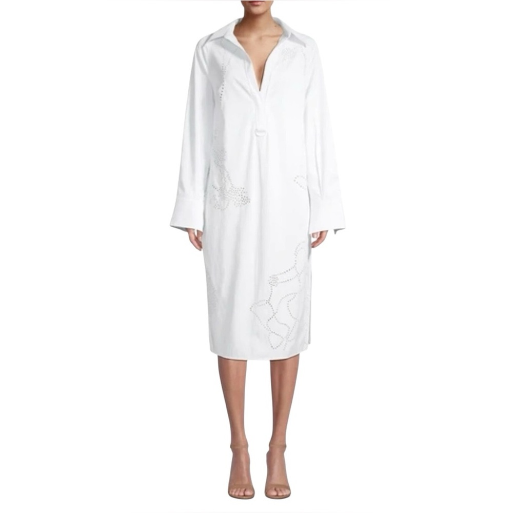 Hugo Boss Runaway Dashirty2 Cape Overlay Shirtdress in White Size 6
